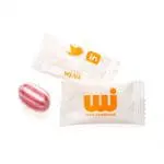 Promotional Individually Wrapped Fruit Sweets in white with printed logo or design