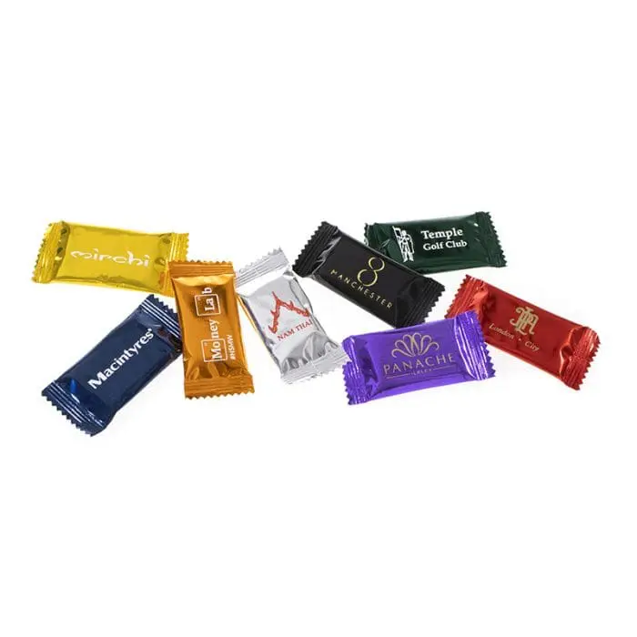 Printed Individually Wrapped Mini Chocolates in assorted colours printed with logo or design