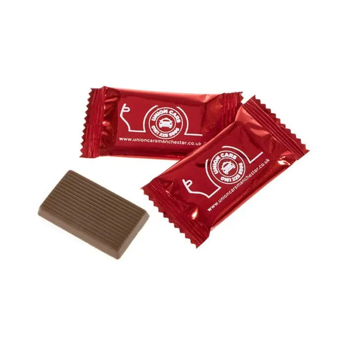 Printed Individually Wrapped Mini Chocolates in red printed with logo or design