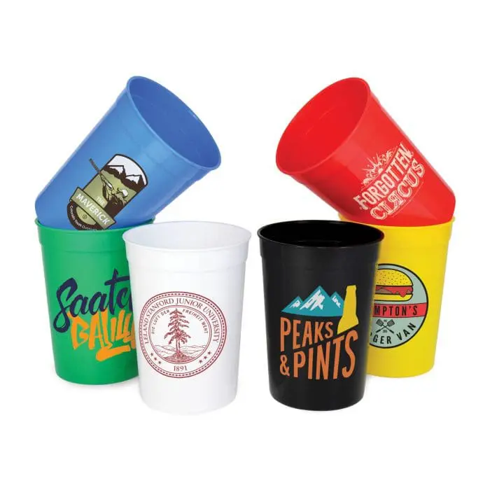 Promotional Half Pint Stadium Cup in assorted colours with printed logo or design