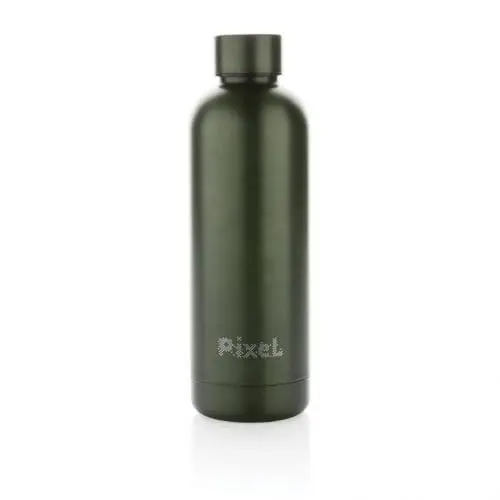 Printed Recycled Impact Steel Vacuum Bottle 500ml in green with printed logo or design