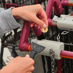 Branded Recycled Trolley Coin Ice Scraper in assorted colours with printed logo or design