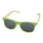 Promotional Sun Ray Bamboo Sunglasses in green with printed logo or design