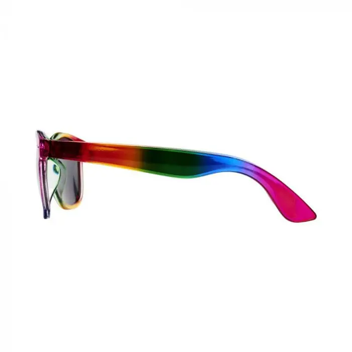 Branded Sun Ray Rainbow Sunglasses in rainbow colours with printed logo or design