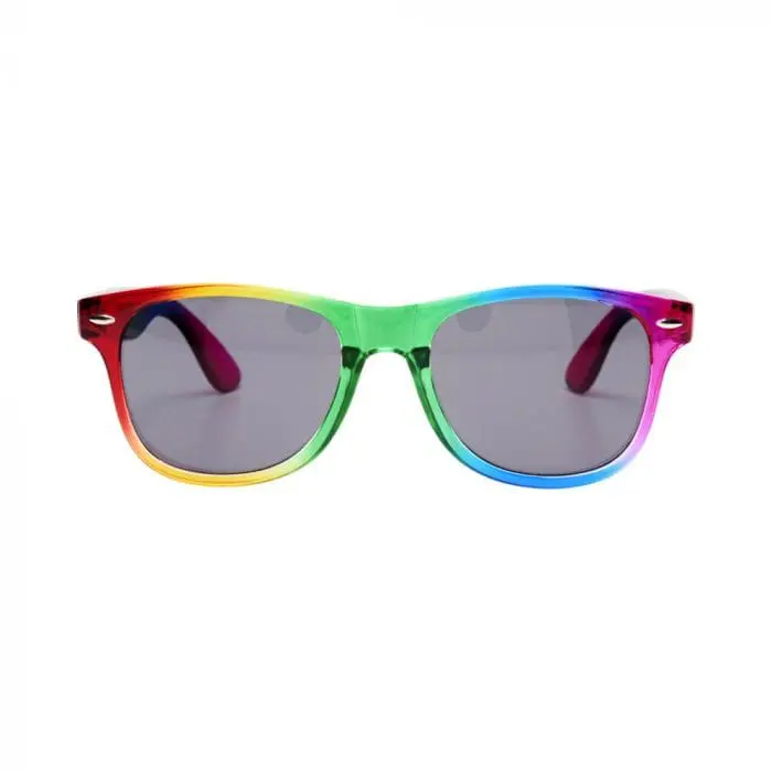 Printed Sun Ray Rainbow Sunglasses in rainbow colours with printed logo or design