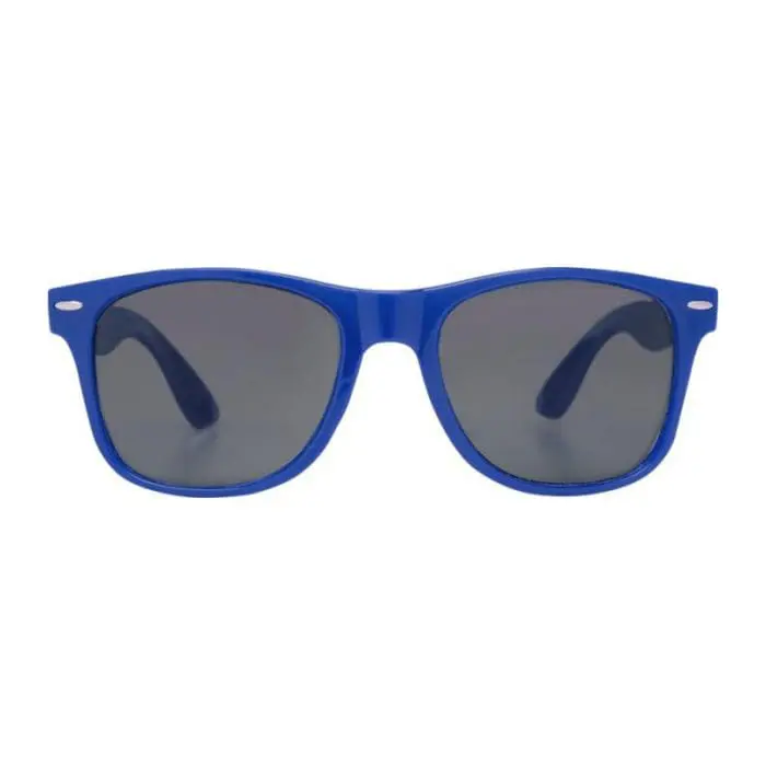 Personalised Sun Ray rPET Sunglasses in blue with printed logo or design