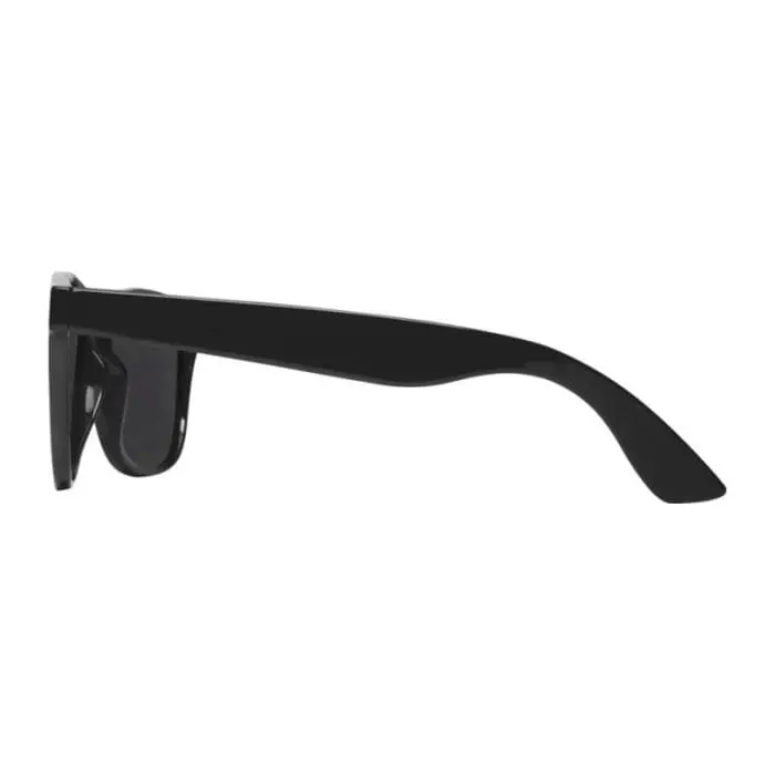 Custom-Branded Sun Ray rPET Sunglasses in black with printed logo or design