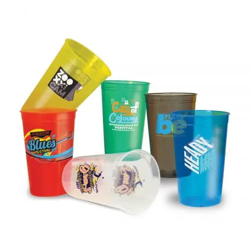 Promotional Translucent Half Pint Stadium Cup in assorted colours with printed logo or design