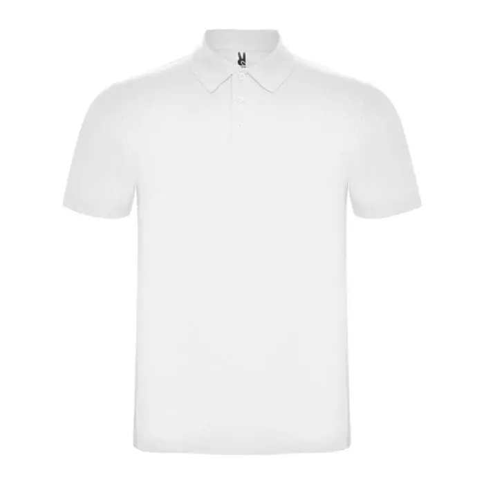 Branded Roly Austral Unisex White Polo Shirt in white with printed logo or design