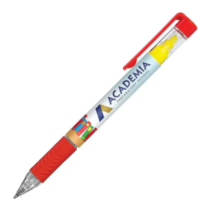 Promotional Bergman Bright Highlighter Pen in red with printed logo or design