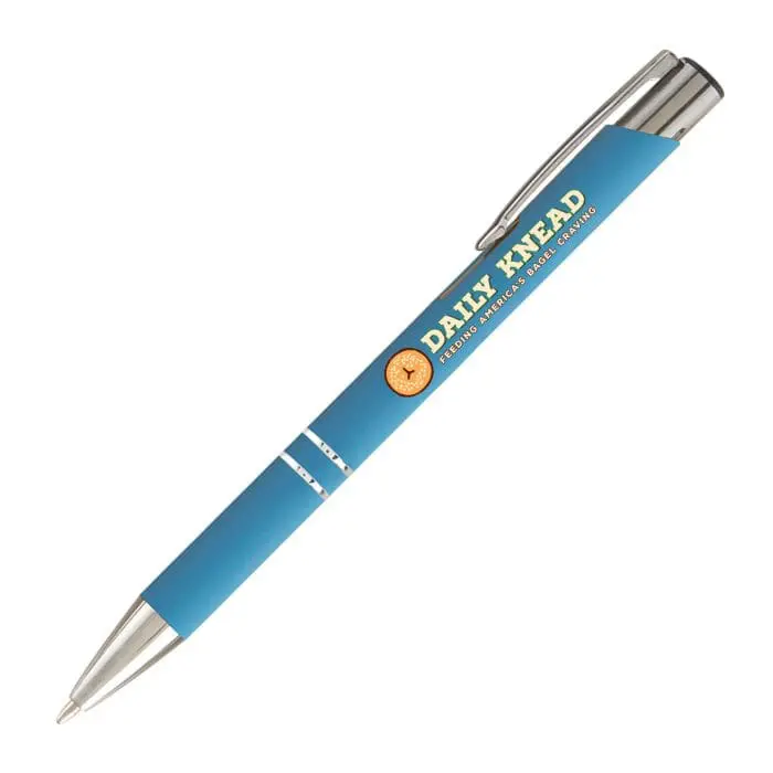 Printed Crosby Soft Touch Pen in light blue with printed logo or design