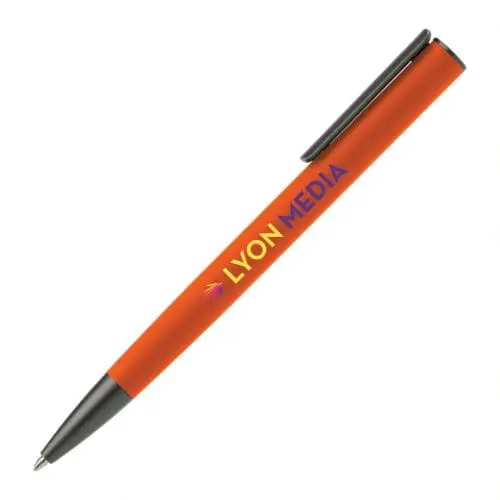 Printed Jagger Gunmetal Pen in orange with printed logo or design