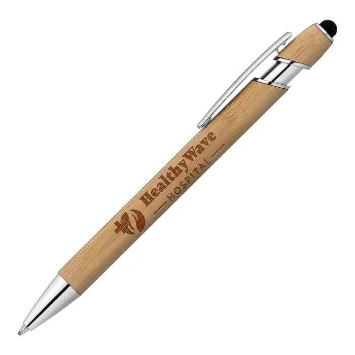 Promotional Prince Bamboo Stylus Pen in bamboo printed with logo or design