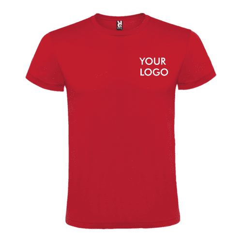 Promotional Roly Atomic Unisex Colour T-Shirt in red printed with logo or design