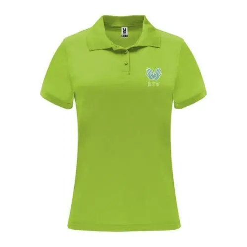 Printed Roly Monzha Women's Sports Polo Shirt in light green with printed logo or design