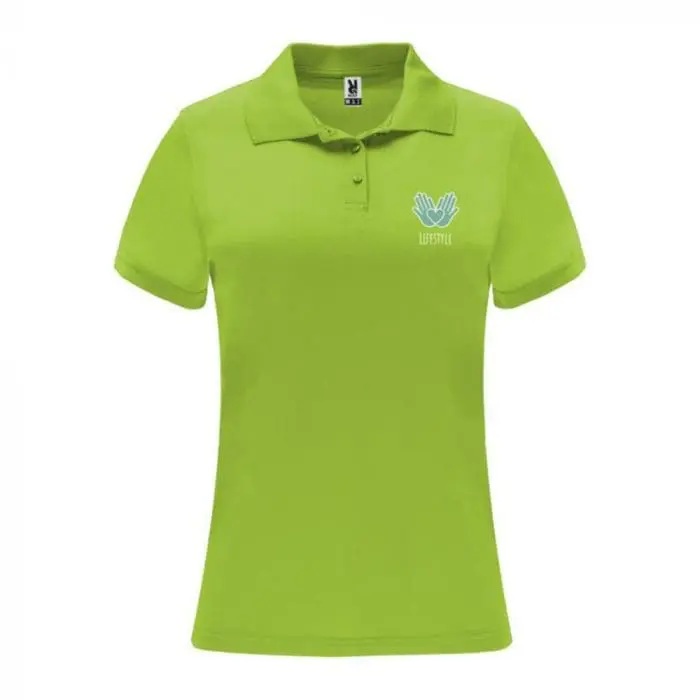 Printed Roly Monzha Women's Sports Polo Shirt in light green with printed logo or design