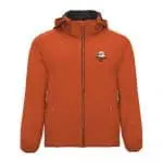 Promotional Roly Siberia Unisex Softshell Jacket in orange with printed logo