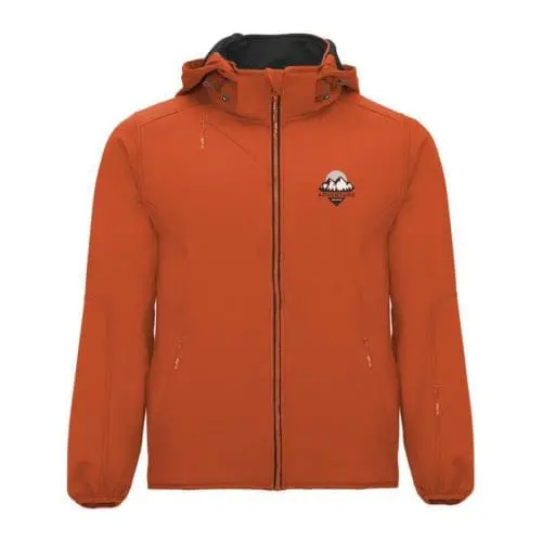 Promotional Roly Siberia Unisex Softshell Jacket in orange with printed logo