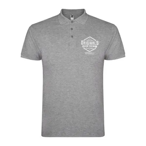 Branded Roly Star Men's Coloured Polo Shirt in grey with printed logo or design