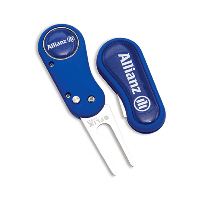 Promotional Flix DS Golf Repair Tool in blue with printed logo or design