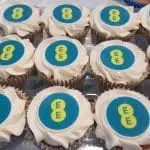 Branded Logo Frosted Cupcakes in coloured paper case and printed with logo or design