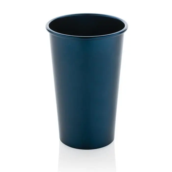 Printed Recycled Aluminium Lightweight Cup 450ml in blue with printed logo or design