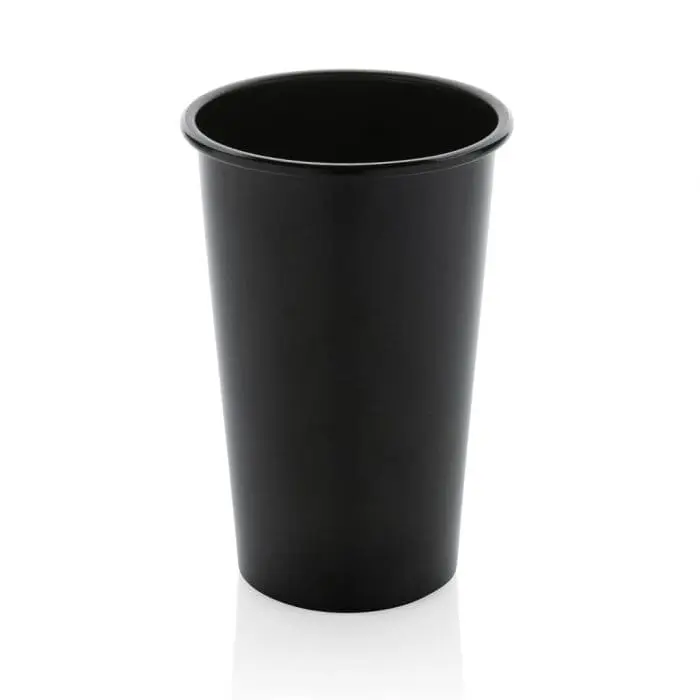 Printed Recycled Aluminium Lightweight Cup 450ml in black with printed logo or design