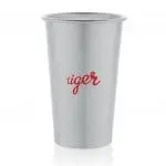 Promotional Recycled Aluminium Lightweight Cup 450ml in silver with printed logo or design