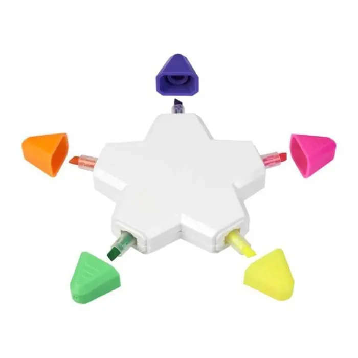 Printed Star Highlighter Pen with printed logo or design and four highlighter colours