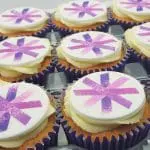 Customised Vegan Friendly Logo Cupcakes in coloured paper case with printed logo or design