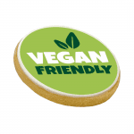 Promotional Vegan Logo Shortbread Biscuits 5cm with printed logo or design