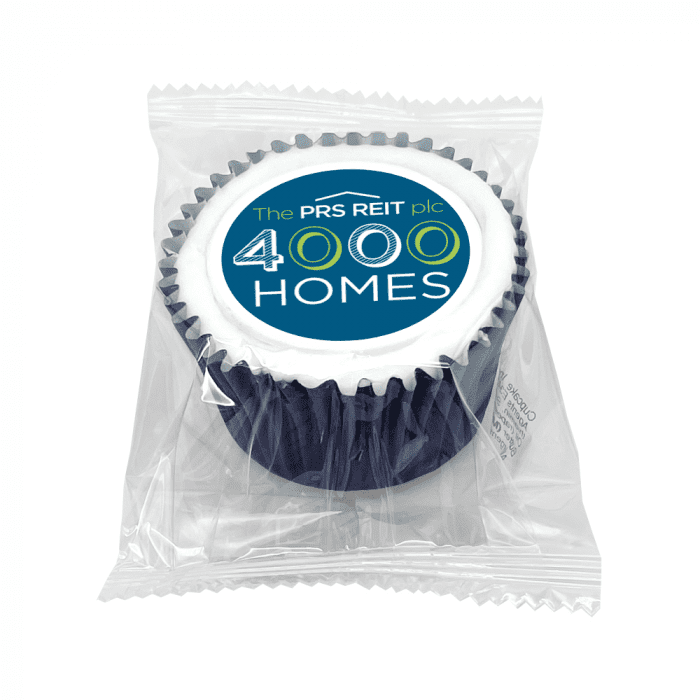 Printed Wrapped Logo Cupcakes in coloured paper case and printed with logo or design and sealed in bag