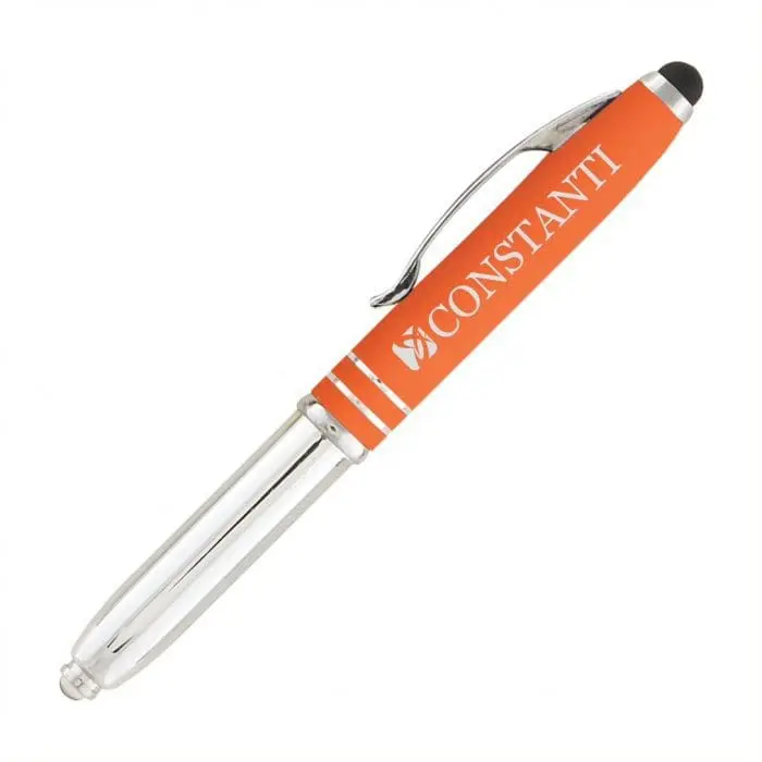 Promotional Brando Softy Stylus Pen in orange with printed logo or design