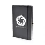 Promotional Coniston A5 Blank Page Notebook in black with printed logo or design