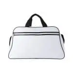 Branded San Jose 2-Stripe Travel Bag in white with black handles and printed logo or design