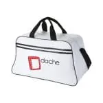 Promotional San Jose 2-Stripe Travel Bag in white with printed logo or design