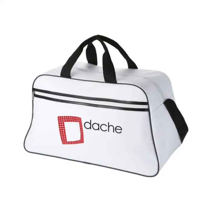 Promotional San Jose 2-Stripe Travel Bag in white with printed logo or design