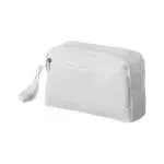 Branded Transit Toiletry Bag in white with printed logo or design and zipped