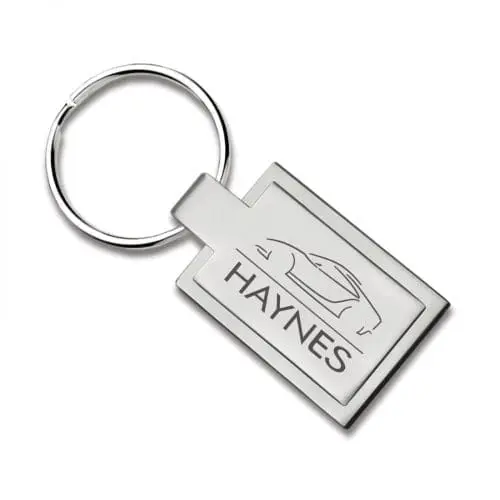 Promotional Classic Rectangular Keyring in silver with printed logo or design