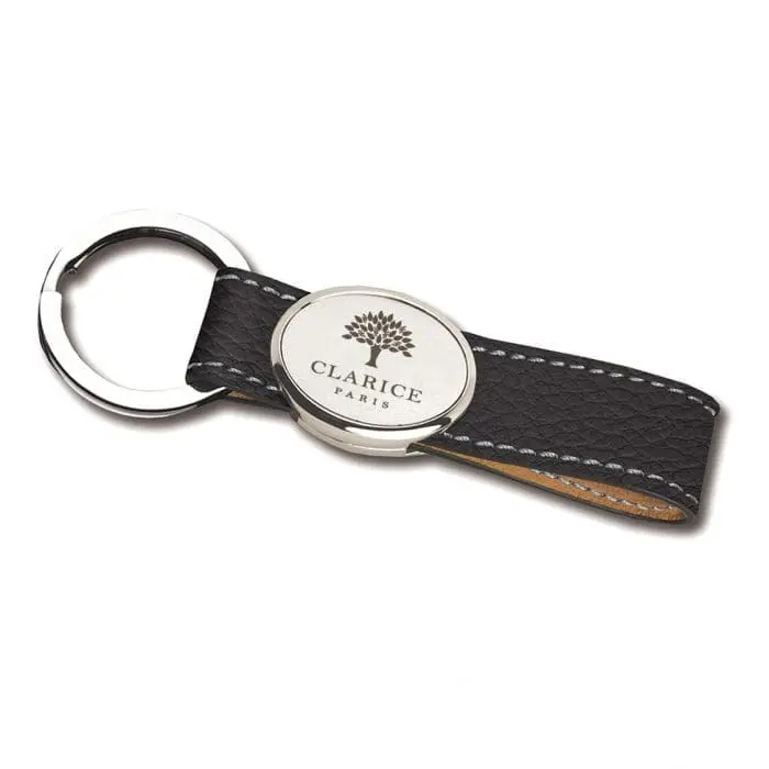 Promotional Elite Hide Oval Keyring with engraved logo or design