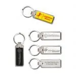 Promotional Elite Rectangular Keyring in silver with printed logo or design