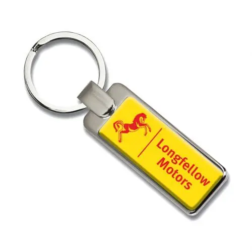 Promotional Elite Rectangular Keyring in silver with full colour printed logo or design