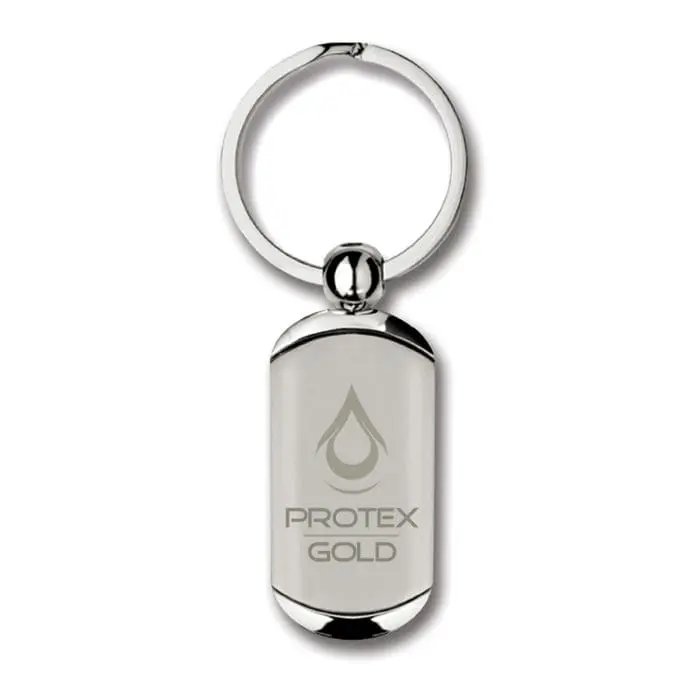 Promotional Ice Premium Rectangular Keyring in silver with printed logo or design