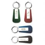 Promotional Leather Sapporo Keyring in assorted colour leather with printed logo or design