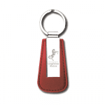 Promotional Leather Sapporo Keyring in red leather with printed logo or design