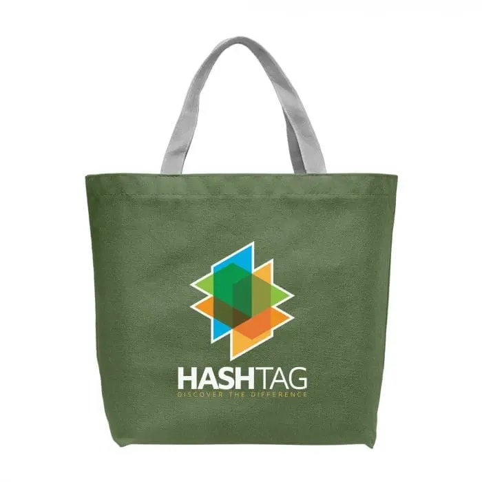 Printed London RPET Recycled Shopping Tote Bag in green with printed logo or design