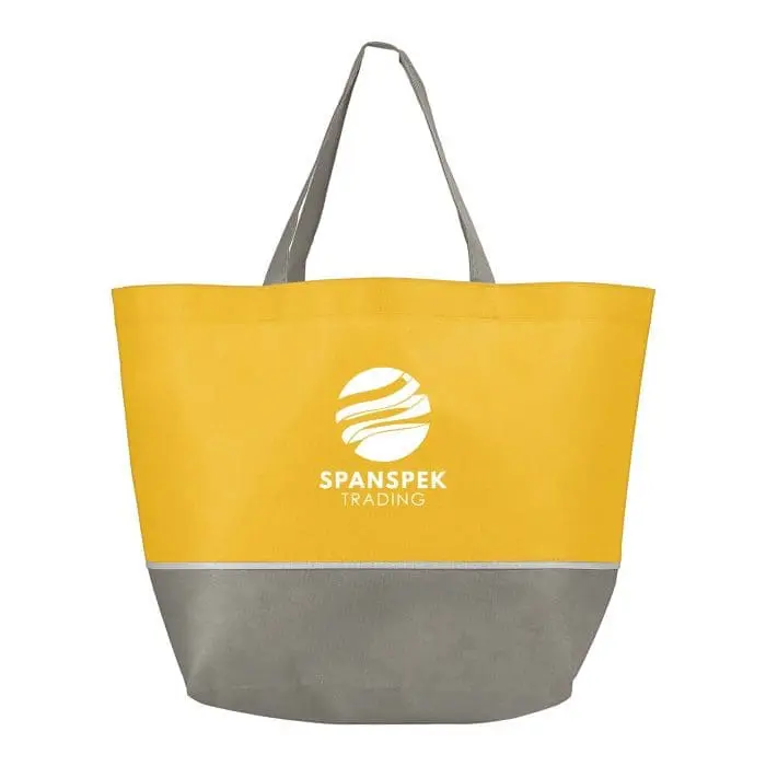 Promotional London Shopping Tote Bag with Grey Trim in yellow with printed logo or design