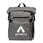 Branded Metropolis Backpack with roll top and printed logo and design