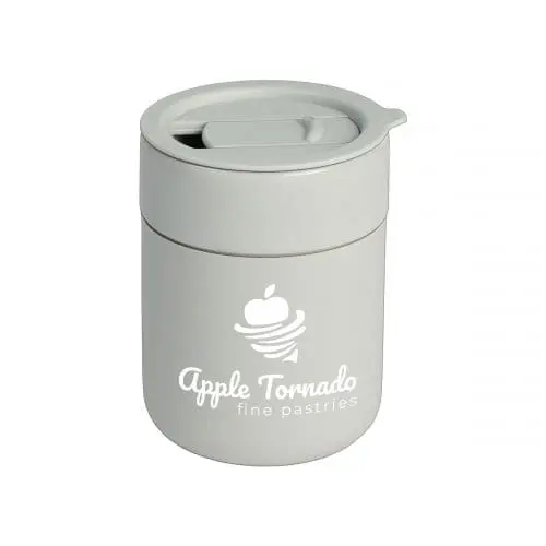 Promotional Obsidian Matte Ceramic Mug with Silicone 270ml in grey with printed logo or design