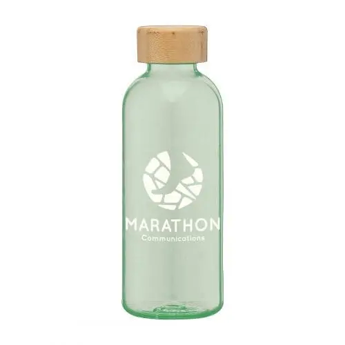 Printed Strom RPET Bottle with Bamboo Lid 650ml in green with printed logo or design